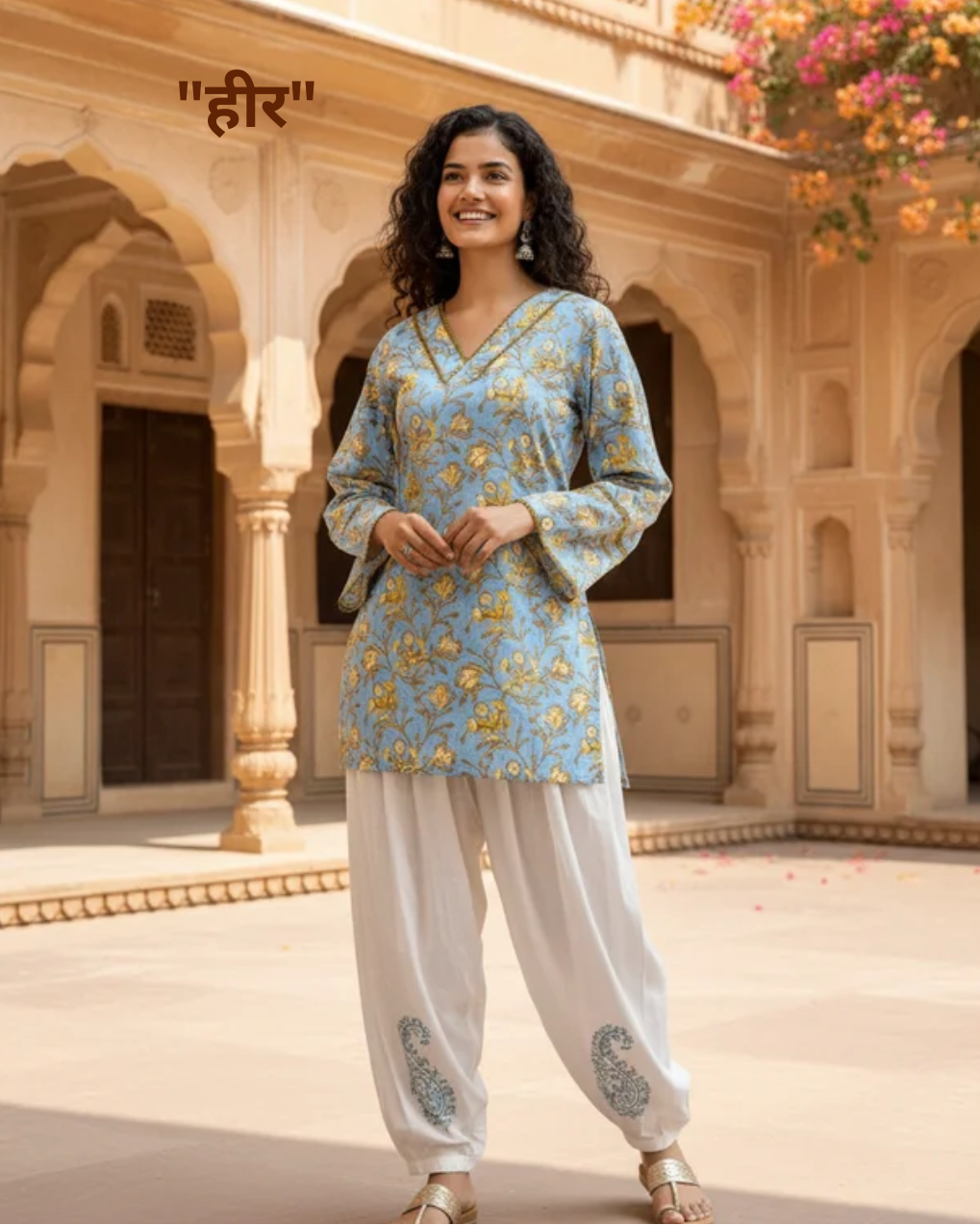 Heer Handblock Pure Cotton Balloon Farshi Salwar Set