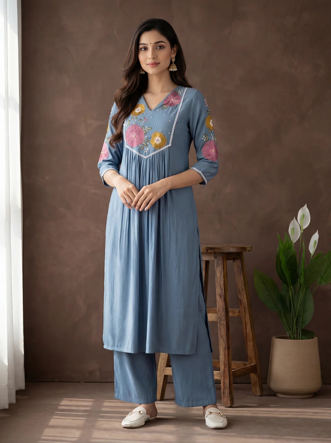 Slate Blue Kurta Pant Set