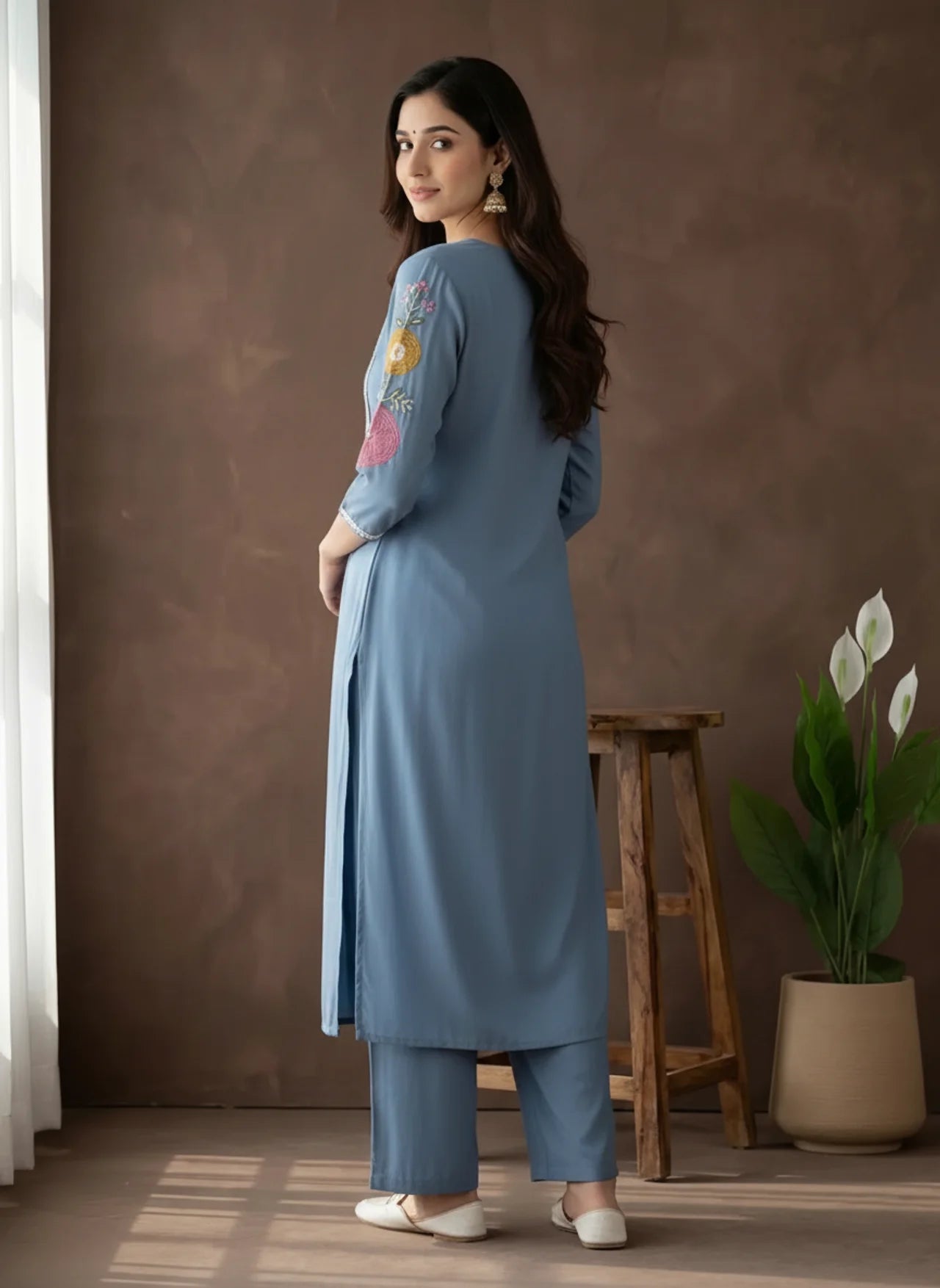 Slate Blue Kurta Pant Set