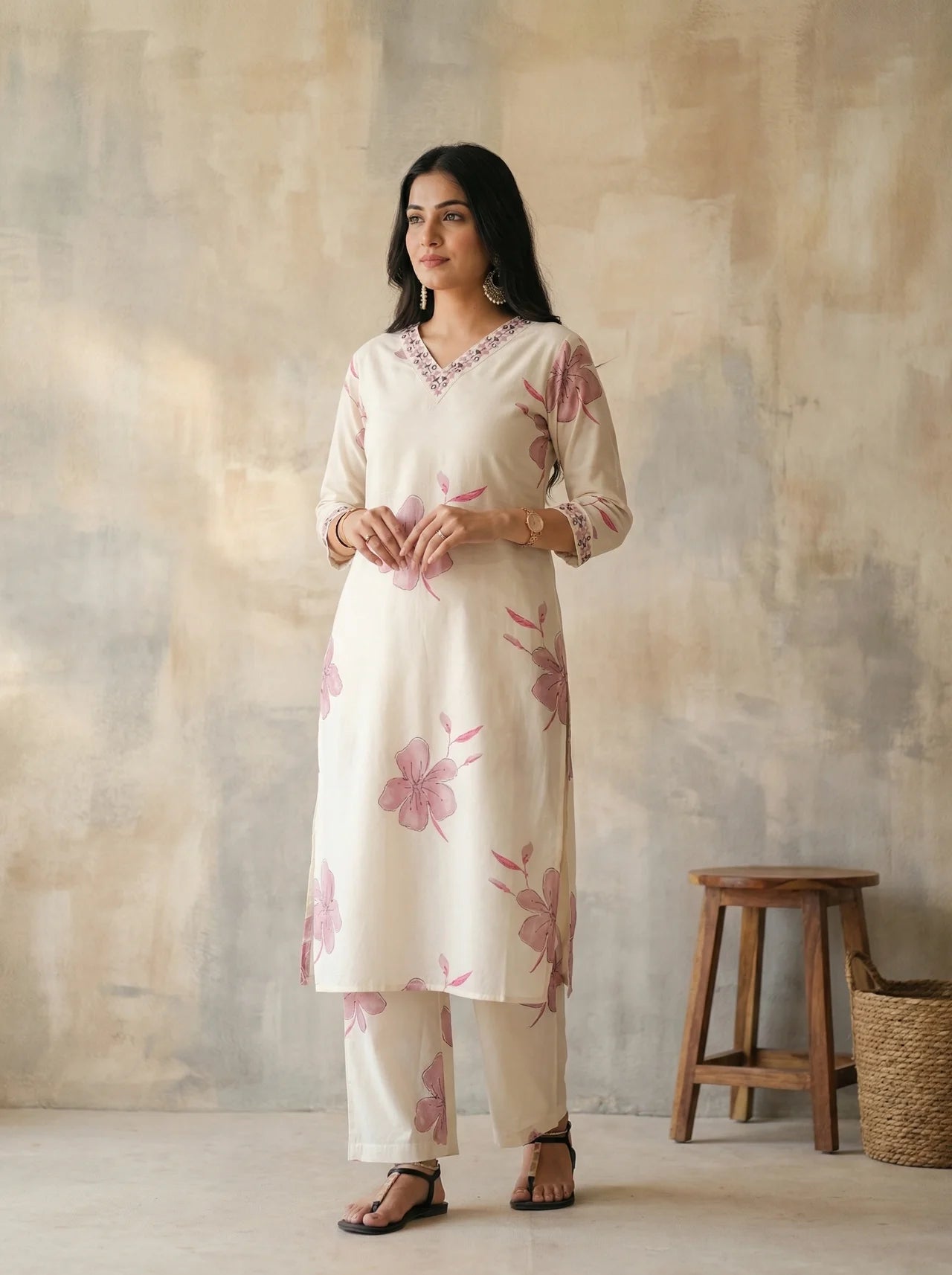 White Cotton Straight Kurta Pant Set