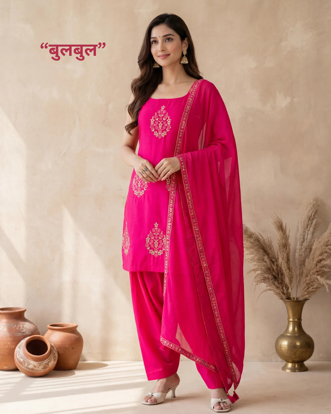 Pink Sleeveless Patiala Style Midi Kurti Set