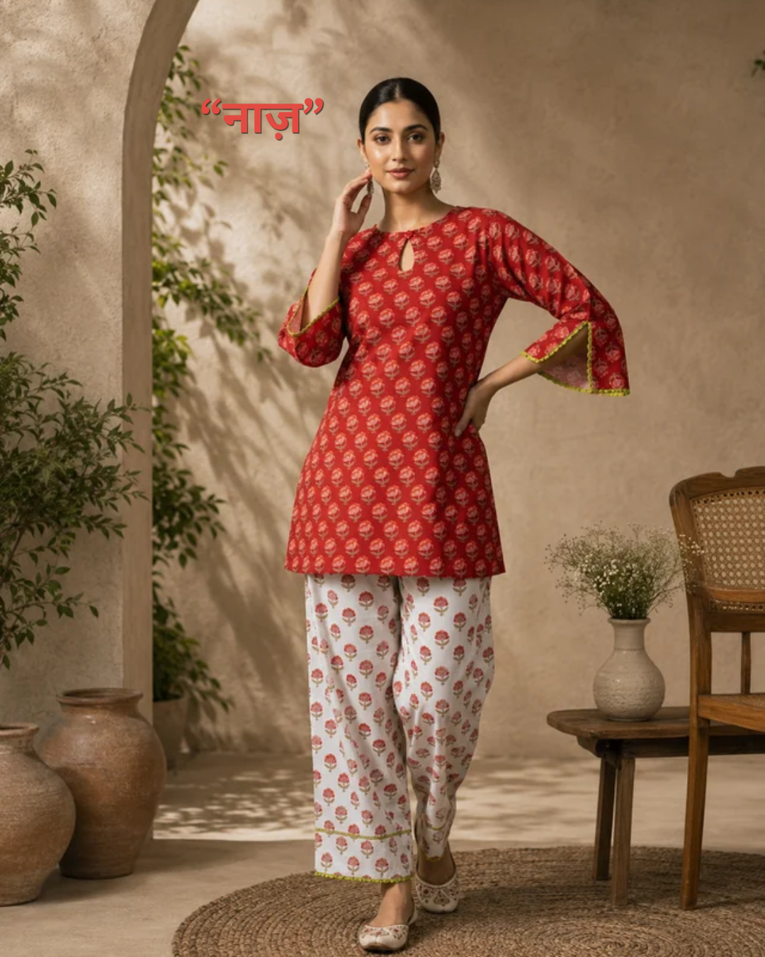 Naaz Handblock Pure Cotton Farshi Salwar Set