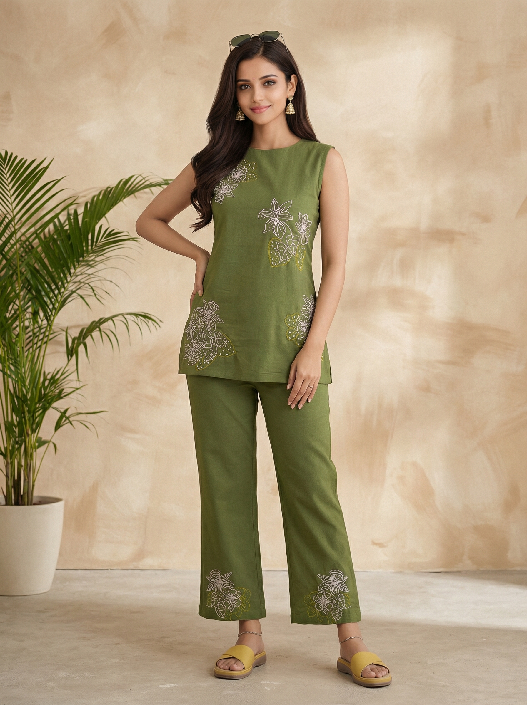 Green Cotton Flex Co-ord Set