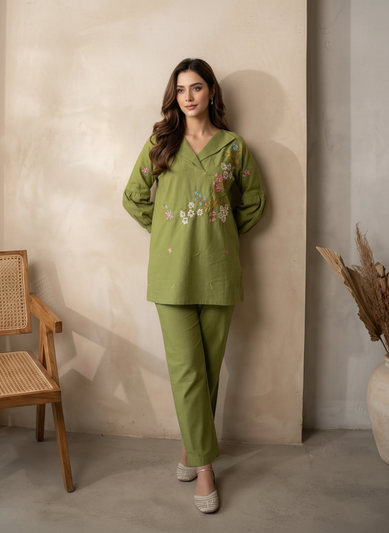 Green Cotton Flex Co-ord Set