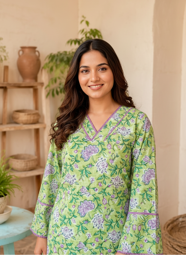 Manchali Handblock Pure Cotton Farshi Salwar Set