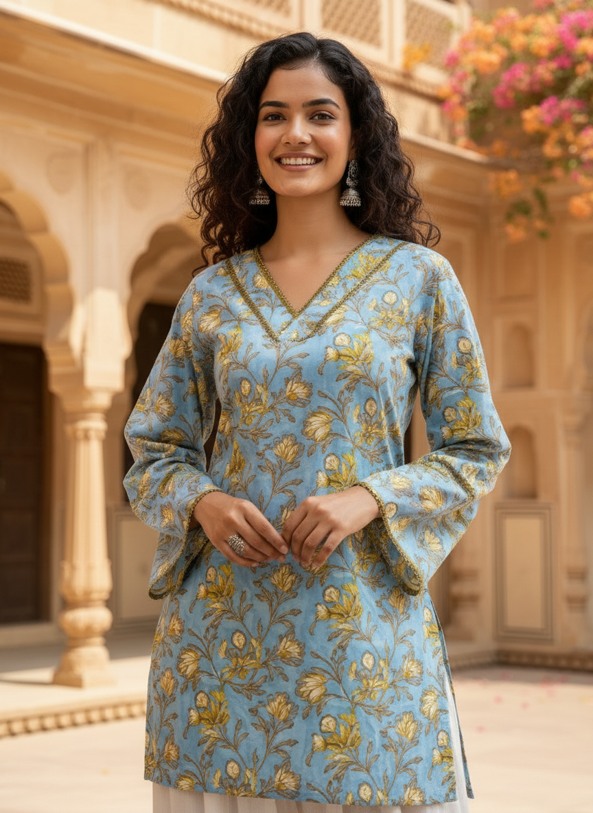 Heer Handblock Pure Cotton Balloon Farshi Salwar Set