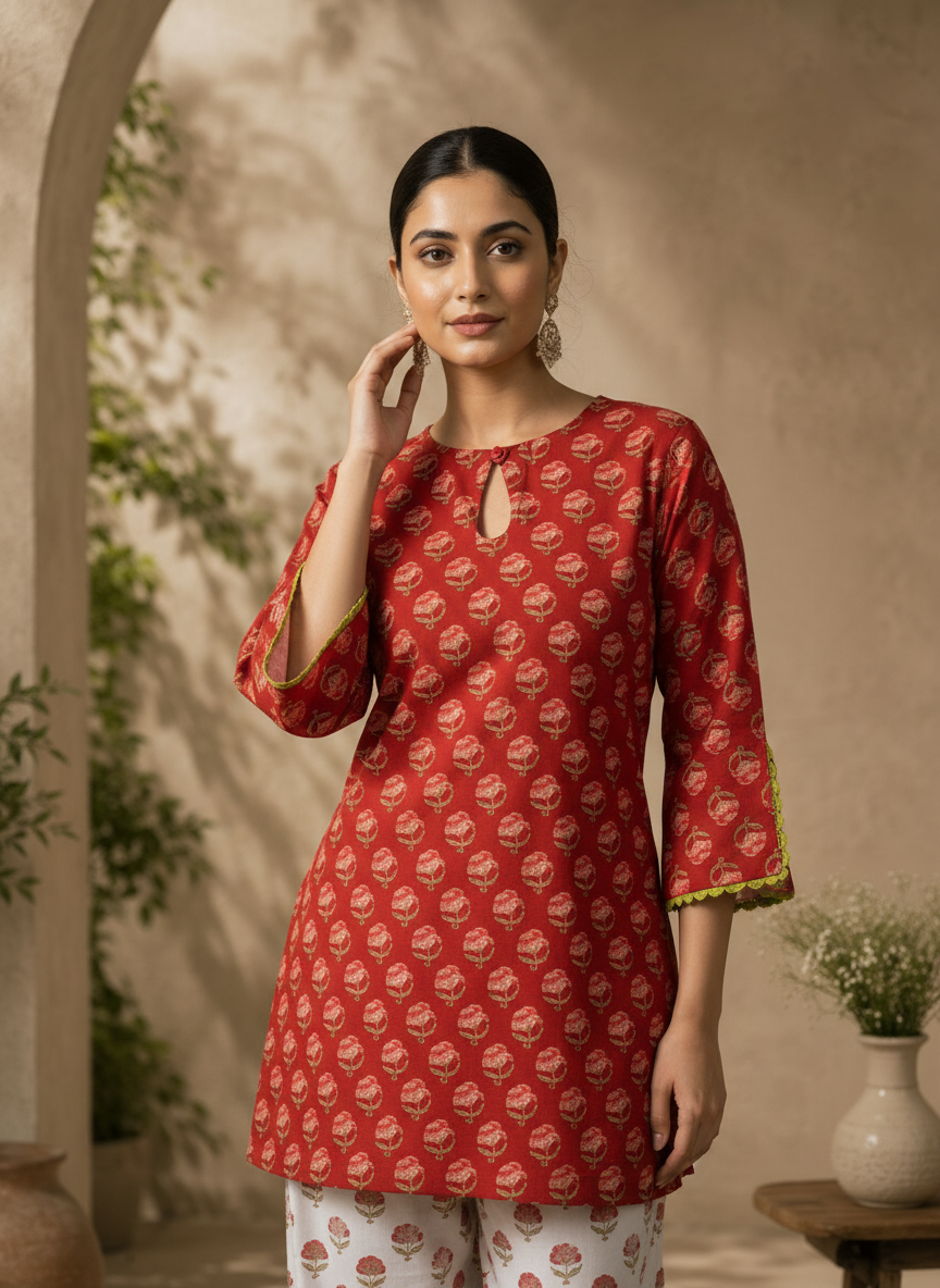 Naaz Handblock Pure Cotton Farshi Salwar Set
