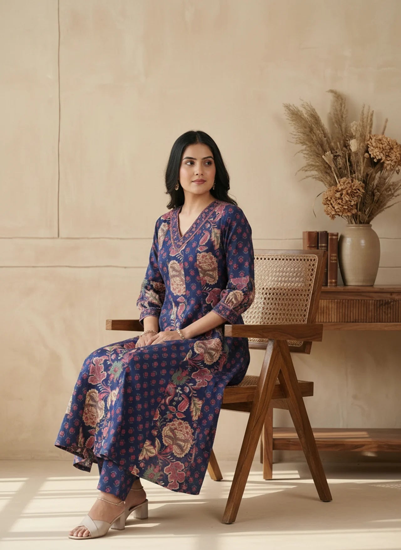 Blue Cotton Kurta Pant Set