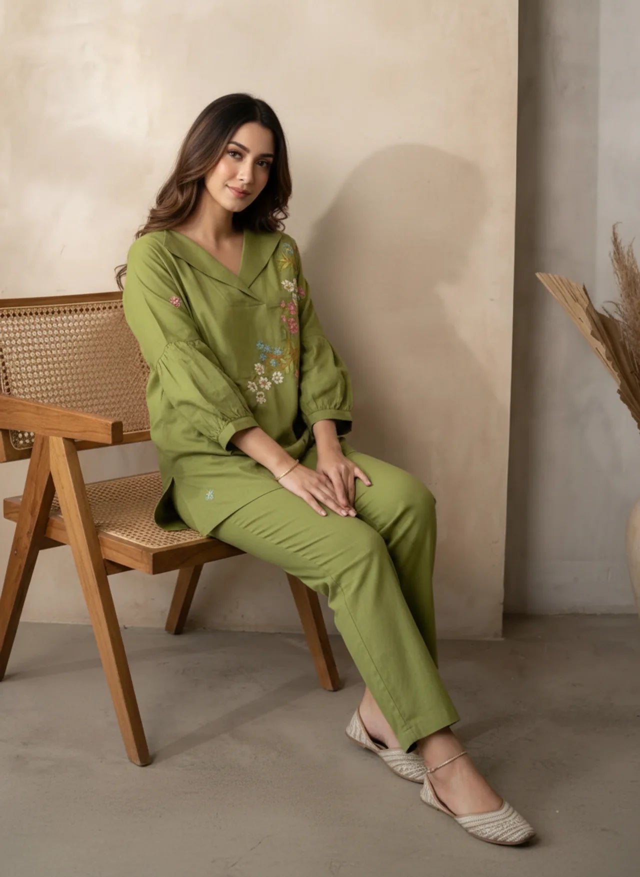 Green Cotton Flex Co-ord Set