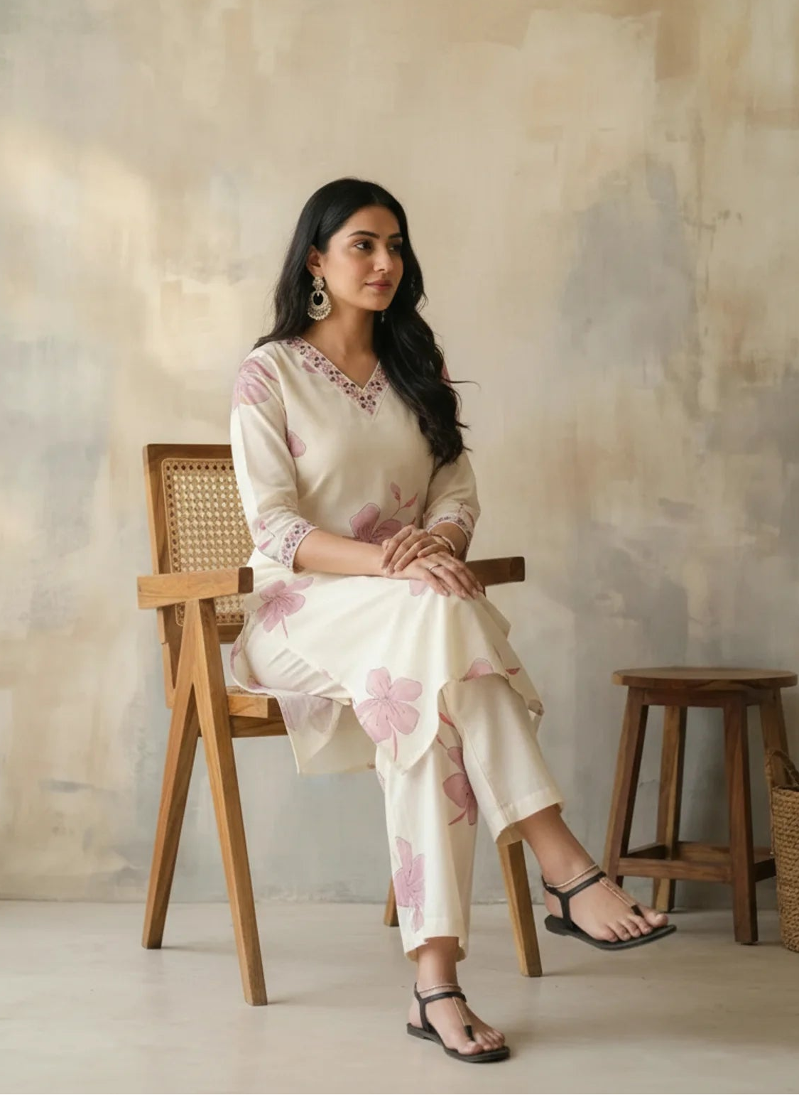 White Cotton Straight Kurta Pant Set